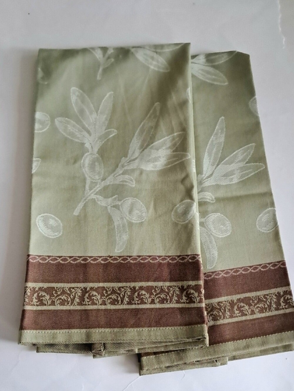 Olive Branch Cotton Dish Towels Green Brown Mediterrean Better Homes and Gardens